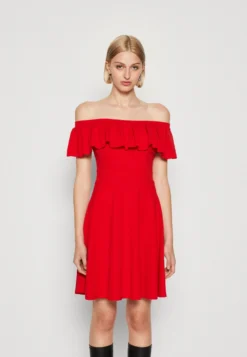 Wal G Alexa Ruffle Skater - Jerseyjurk - Red