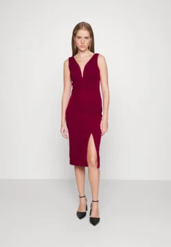 V Neck Midi - Cocktailjurk - Berry Wine