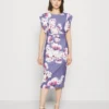 Wal G Diana Ruffle Sleeve Midi Dress - Jerseyjurk - Purple