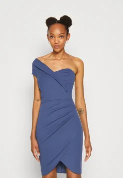 Wal G Milly One Shoulder Dress - Jerseyjurk - Denim Blue