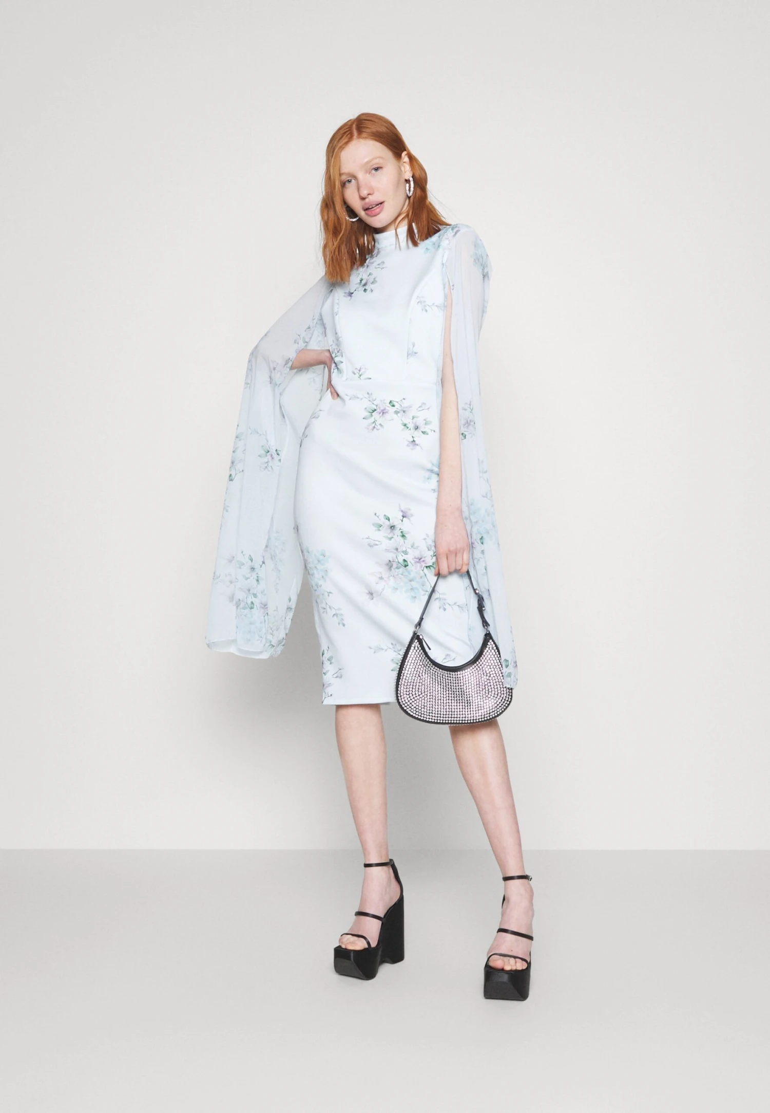 Wal G Wedding Cape Midi Dress - Jerseyjurk - Dark Blue/Multi 2 Wal G Wedding Cape Midi Dress - Jerseyjurk - Dark Blue/Multi - Afbeelding 2