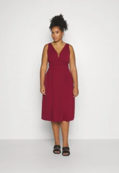 Kandy V Neck Midi - Jurk - Wine