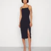 Wal G Strappy Square Neck Midi Dress - Etui-Jurk - Navy Blue