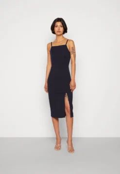Wal G Strappy Square Neck Midi Dress - Etui-Jurk - Navy Blue
