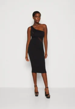 Wal G Zakera Contrast Midi Dress - Jerseyjurk - Black