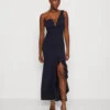 Wal G Soya One Shoulder Maxi Dress - Jerseyjurk - Navy Blue