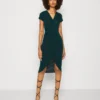 Wal G Wrap Midi Dress - Gebreide Jurk - Forest Green