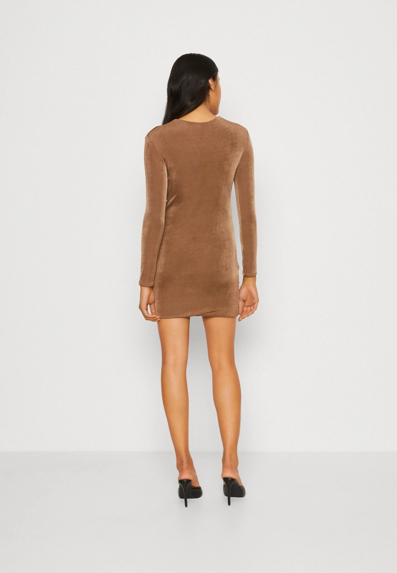 Wal G Ben Rouched Mini - Jerseyjurk - Chocolate 3 Wal G Ben Rouched Mini - Jerseyjurk - Chocolate - Afbeelding 3