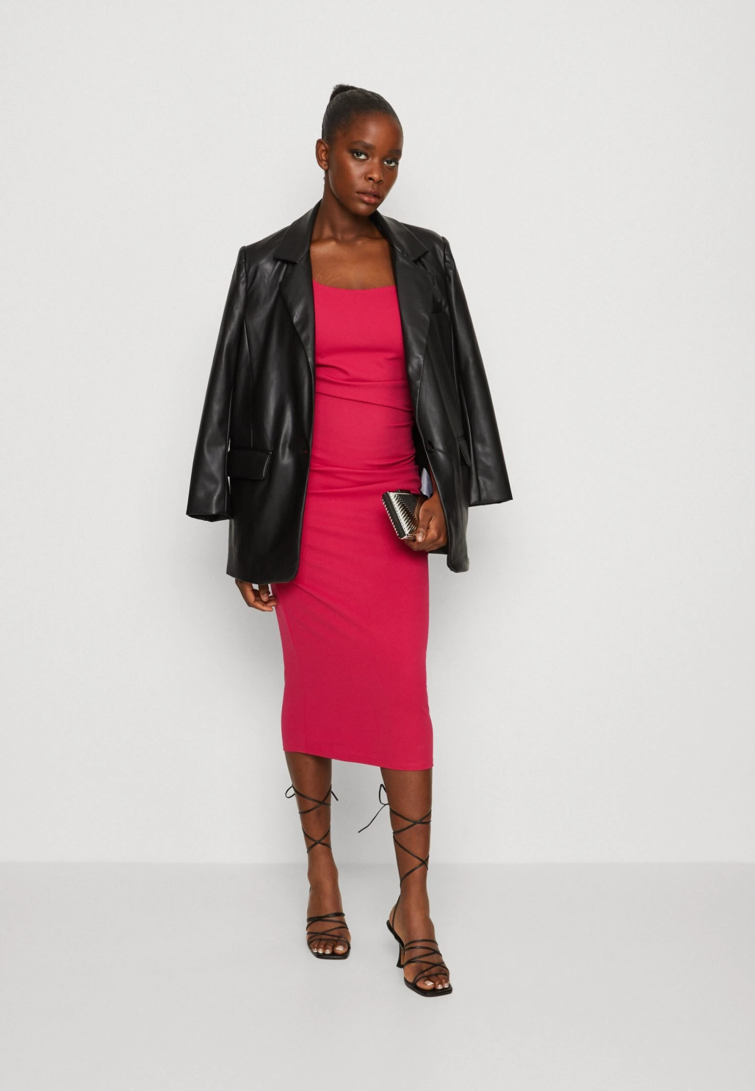 Wal G Mima Midi - Jerseyjurk - Fuchsia 2 Wal G Mima Midi - Jerseyjurk - Fuchsia - Afbeelding 2