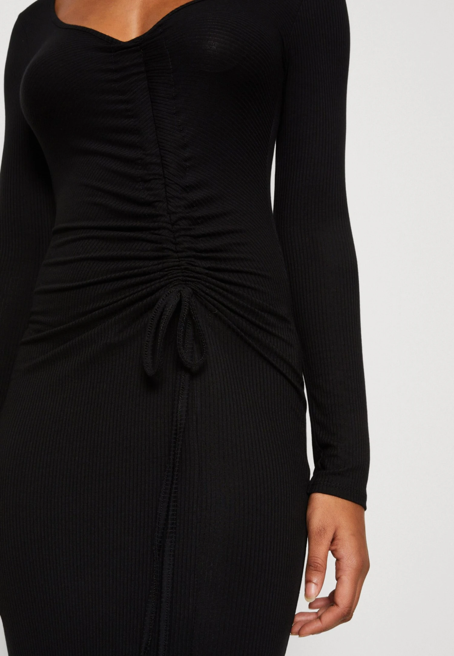 Wal G Del Gathered Midi - Jerseyjurk - Black 6 Wal G Del Gathered Midi - Jerseyjurk - Black - Afbeelding 6