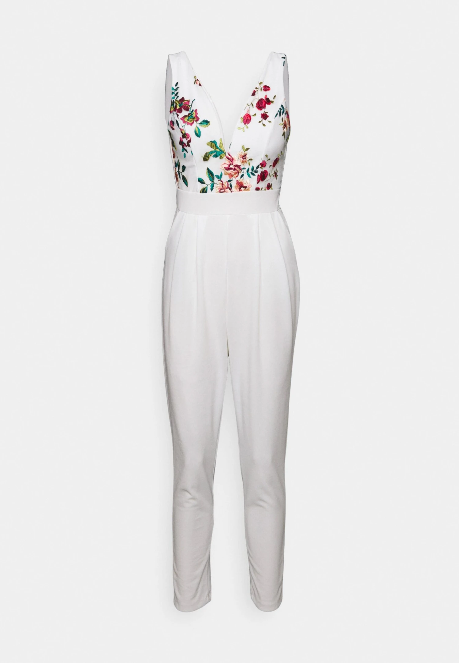 Wal G Print Contrast Plunge- Jumpsuit - White 4 Wal G Print Contrast Plunge- Jumpsuit - White - Afbeelding 4