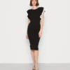 Wal G Kelly Ruffle Sleeve Midi Dress - Cocktailjurk - Black/White