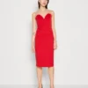 Wal G Dolly V Neck Midi - Jerseyjurk - Red