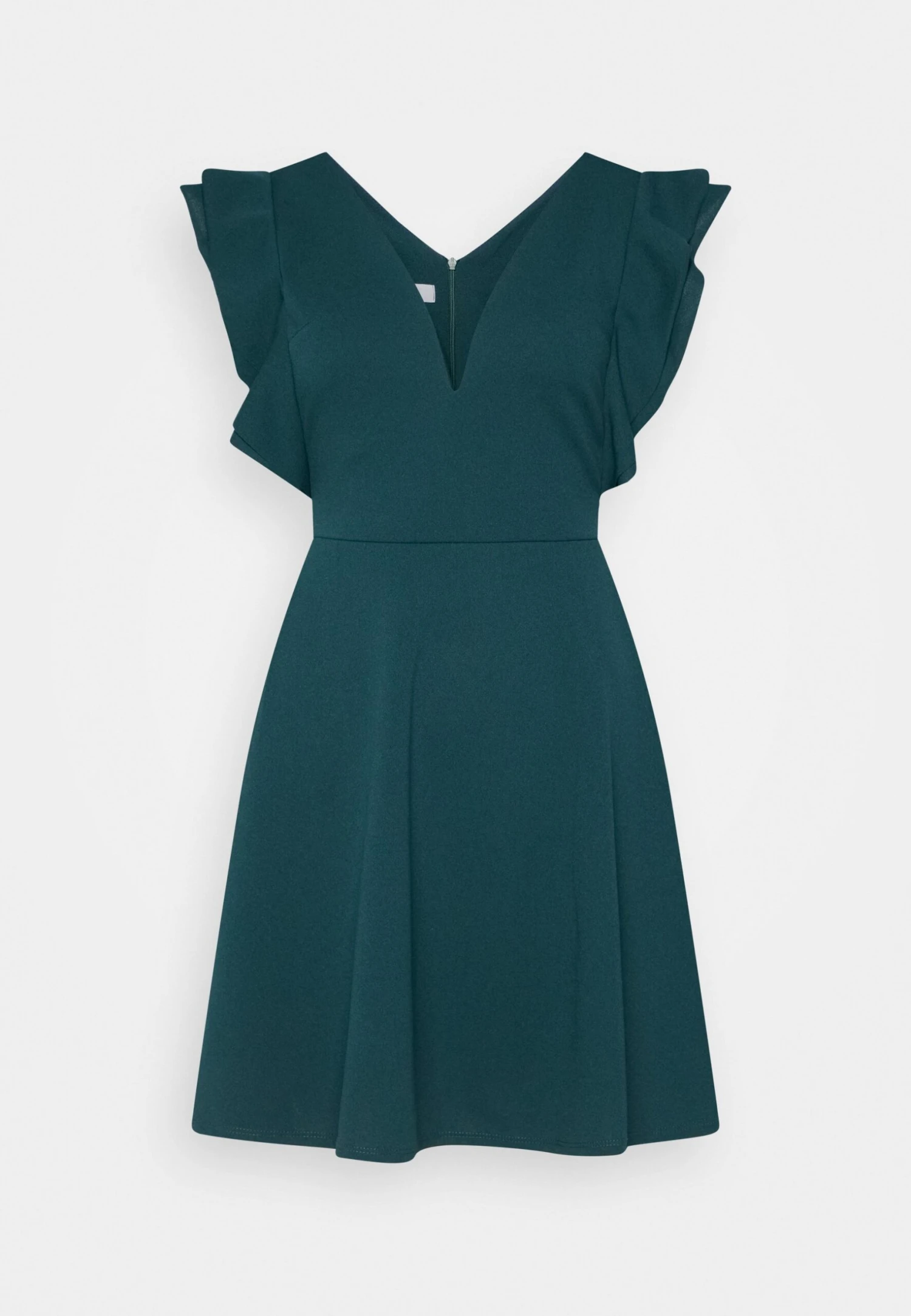 Wal G Lucia V Neck Frill Sleeve Skater Dress - Cocktailjurk - Forest Green 5 Wal G Lucia V Neck Frill Sleeve Skater Dress - Cocktailjurk - Forest Green - Afbeelding 5