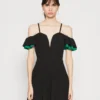 Wal G Lassy Ruffle Mini - Cocktailjurk - Black/Leaf Green