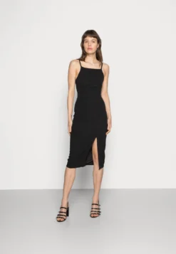Wal G Strappy Square Neck Midi Dress - Etui-Jurk - Black