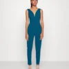 Wal G V Neck - Jumpsuit - Dark Teal Blue