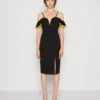 Wal G Simah Frill Midi Dress - Jerseyjurk - Black/Mango