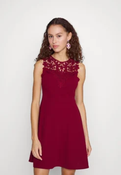 Wal G Accessorie Neck Skater Dress - Cocktailjurk - Wine