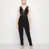 Contrast Plunge - Jumpsuit - Black