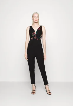 Contrast Plunge - Jumpsuit - Black