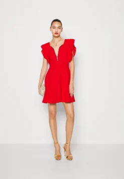 Wal G Danya Ruffle Sleeve Zip Skater Dress - Jerseyjurk - Red -Wal G Verkoopwinkel 8ea2987a74ec4afb839855dd308264ac scaled