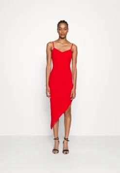 Laila Asymmetric Midi Dress - Jurk - Red