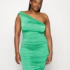 Rowan One Shoulder Midi - Etui-Jurk - Leaf Green