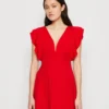 Wal G Lucia V Neck Frill Sleeve Skater Dress - Cocktailjurk - Red