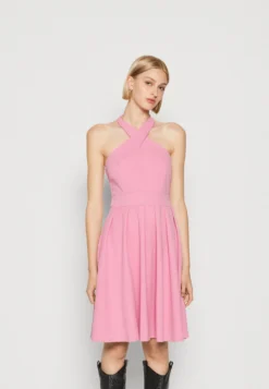 Wal G Nelly Cross Neck Skater - Jerseyjurk - Rose Pink