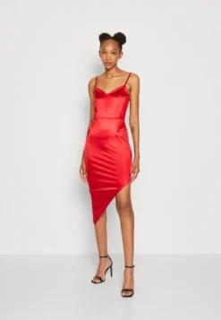 Wal G Archie Asymmetric Midi - Cocktailjurk - Red