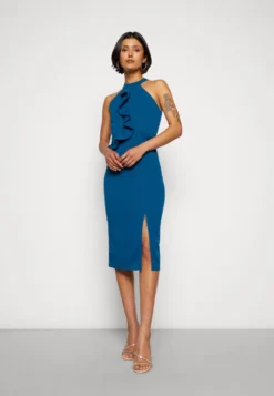 Wal G Sasha Frill Neck Midi Dress - Jerseyjurk - Dark Teal Blue -Wal G Verkoopwinkel 9c8238dbc9264c2da1da859eb3450433 scaled