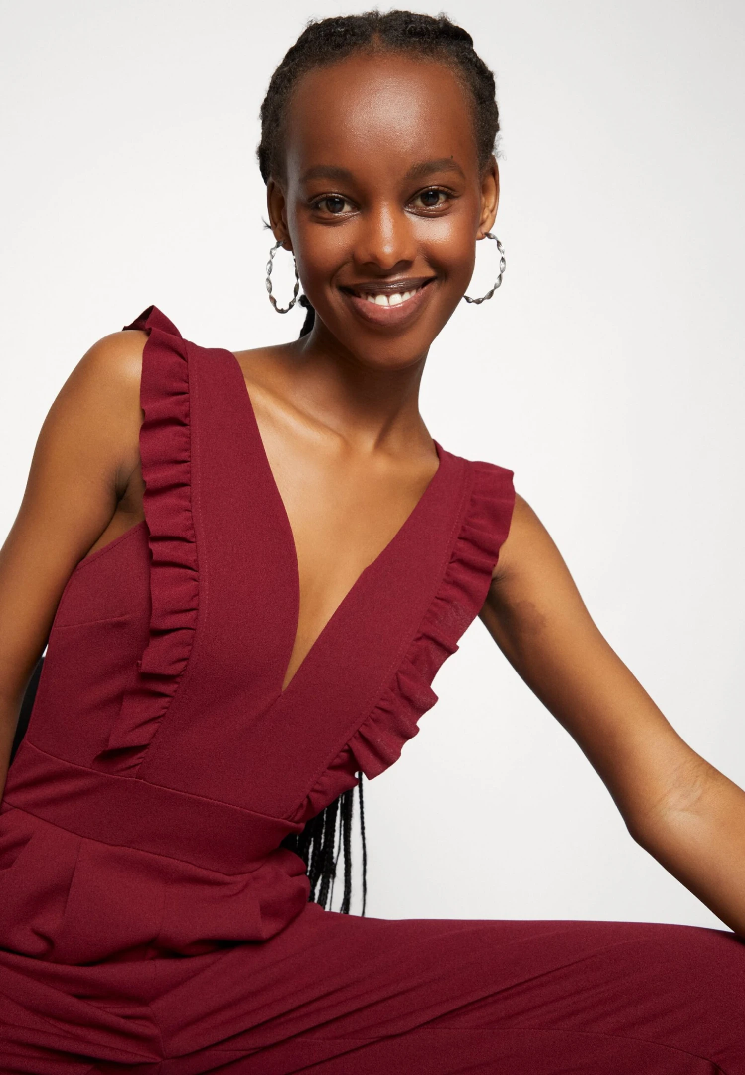 Wal G Rayna Ruffled- Jumpsuit - Berry Wine 4 Wal G Rayna Ruffled- Jumpsuit - Berry Wine - Afbeelding 4