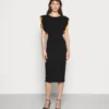Wal G Kelly Ruffle Sleeve Midi Dress - Cocktailjurk - Black