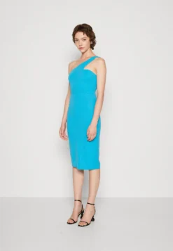 Wal G Meg One Shoulder Midi - Cocktailjurk - Mediterranean Blue