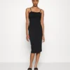 Cyndee Front Tie Midi Dress - Jerseyjurk - Black