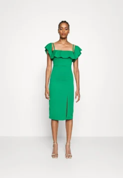 Zimmi Off Shoulder Midi Dress - Jerseyjurk - Leaf Green