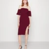 Wal G Cylon Off Shoulder Midi Dress - Cocktailjurk - Berry Wine