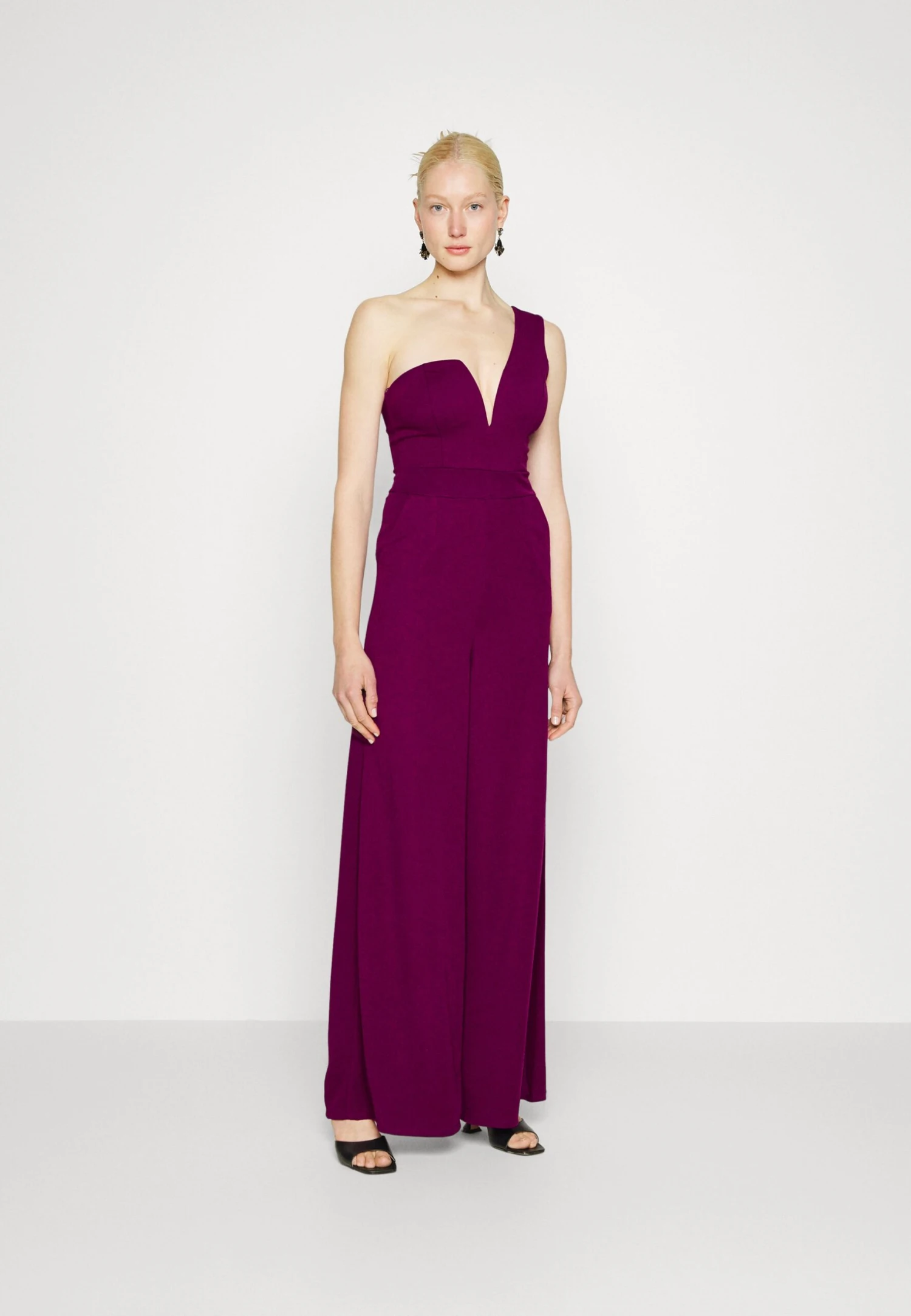 Fleur One Shoulder- Jumpsuit - Plum 1 Fleur One Shoulder- Jumpsuit - Plum
