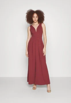 Wal G Alinali Pleated- Jumpsuit - Dark Mauve Pink
