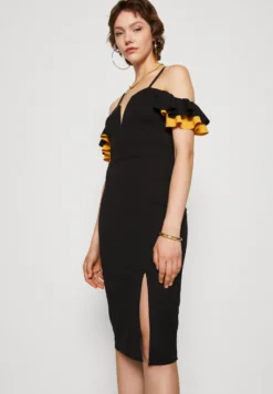 Wal G Simah Frill Midi Dress - Jerseyjurk - Black/Mango -Wal G Verkoopwinkel a80062f72caa443a9a2641c182b5f91a scaled