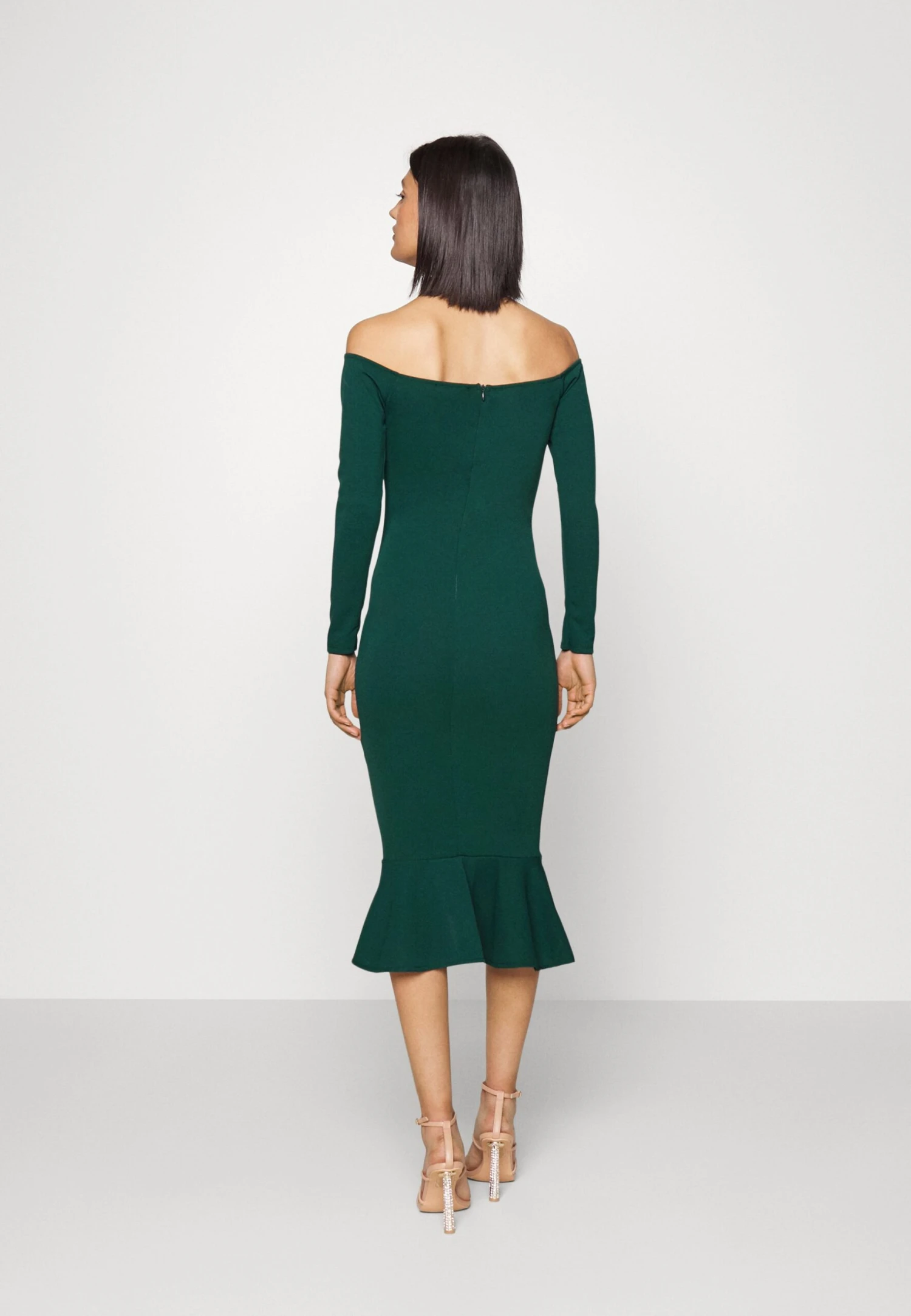 Wal G Michelle Off Shoulder Midi - Jerseyjurk - Emerald Green 3 Wal G Michelle Off Shoulder Midi - Jerseyjurk - Emerald Green - Afbeelding 3