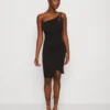Wal G Valencia Cut Out One Shoulder Midi Dress - Jerseyjurk - Black