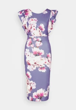 Wal G Diana Ruffle Sleeve Midi Dress - Jerseyjurk - Purple -Wal G Verkoopwinkel b51a1300633e4317b5e97165d99c31c2 scaled