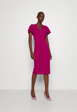 Tatiana Ruffle Sleeve Midi - Cocktailjurk - Raspberry