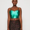 Wal G Daz Heart Neck Crop- Top - Leaf Green