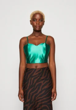 Wal G Daz Heart Neck Crop- Top - Leaf Green