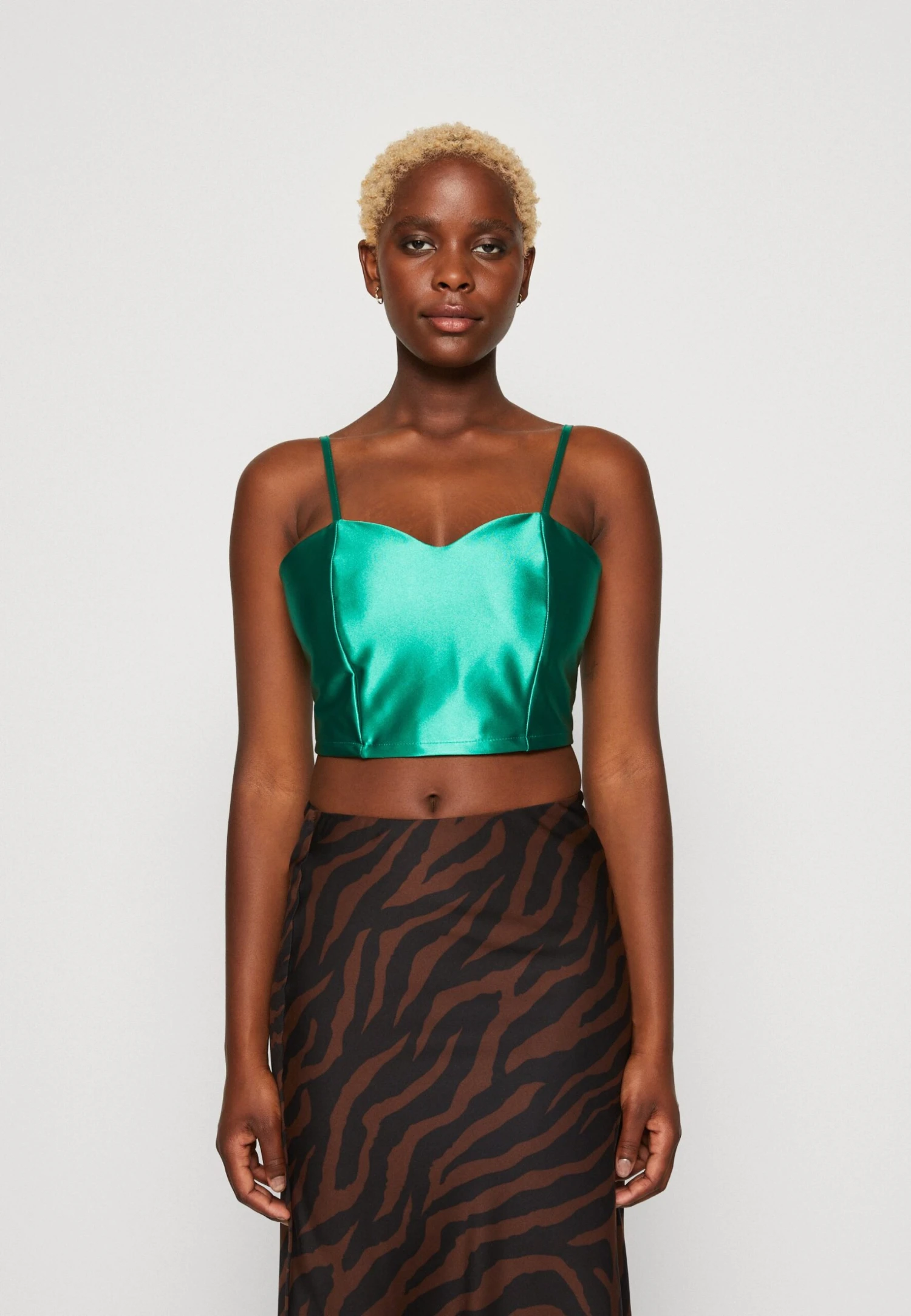 Wal G Daz Heart Neck Crop- Top - Leaf Green 1 Wal G Daz Heart Neck Crop- Top - Leaf Green