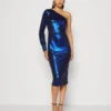 Wal G Hali One Sleeve Midi - Cocktailjurk - Electric Blue