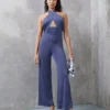 Wal G Party Jojo Halter - Jumpsuit - Denim Blue